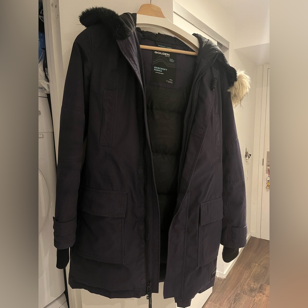 Aritzia Black Parka with Fur Trim
